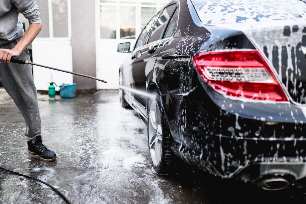 Car,Washing.,Cleaning,Car,Using,High,Pressure,Water.