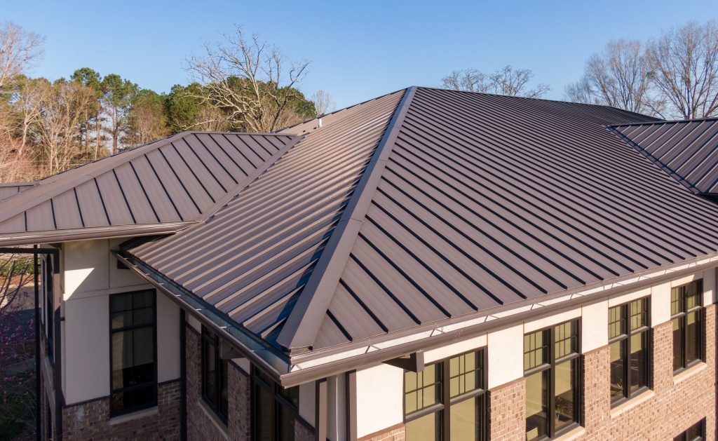 Sunny,Daytime,Drone,Images,Of,A,Brown,Standing,Seam,Metal